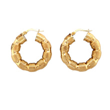 Load image into Gallery viewer, 9ct Gold Patterned Hoop Bubble Creole Earrings
