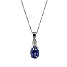 Load image into Gallery viewer, 9ct White Gold Tanzanite &amp; Cubic Zirconia Set 19&quot; Necklace
