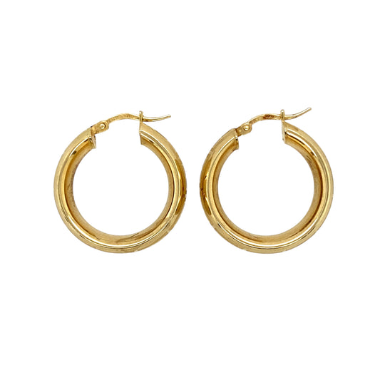 9ct Gold Greek Key Hoop Creole Earrings