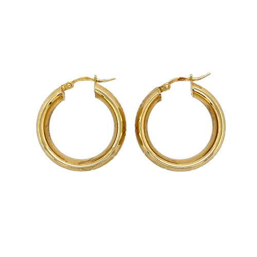 9ct Gold Greek Key Hoop Creole Earrings