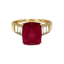 Load image into Gallery viewer, 9ct Gold Red Stone &amp; Cubic Zirconia Set Ring
