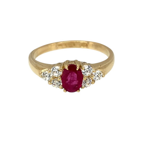 9ct Gold Ruby & Cubic Zirconia Set Ring