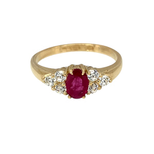 9ct Gold Ruby & Cubic Zirconia Set Ring