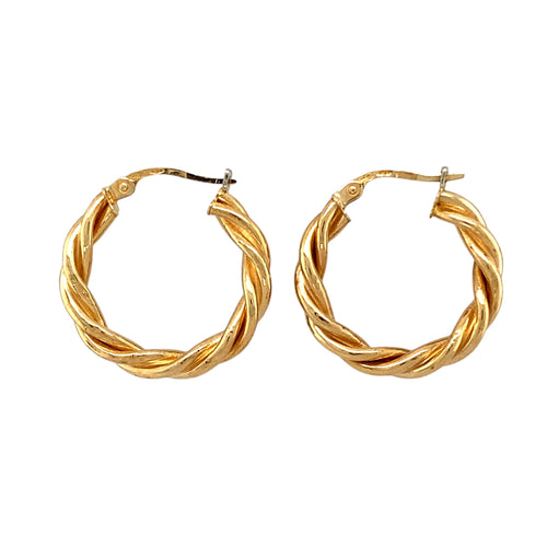 9ct Gold Twisted Hoop Creole Earrings