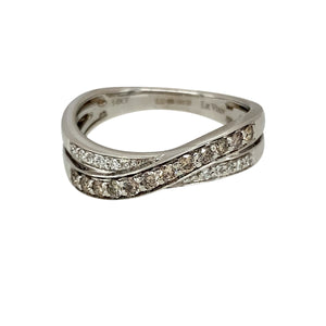 14ct White Gold & Diamond Set Crossover Band Ring