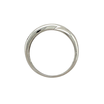 9ct White Gold & Diamond Set Crossover Band Ring