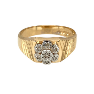 9ct Gold & Diamond Set Flower Style Ring