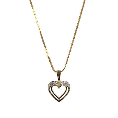 9ct Gold & Diamond Set Open Heart 16
