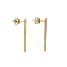Load image into Gallery viewer, 9ct Gold Patterned Bar Drop Stud Earrings
