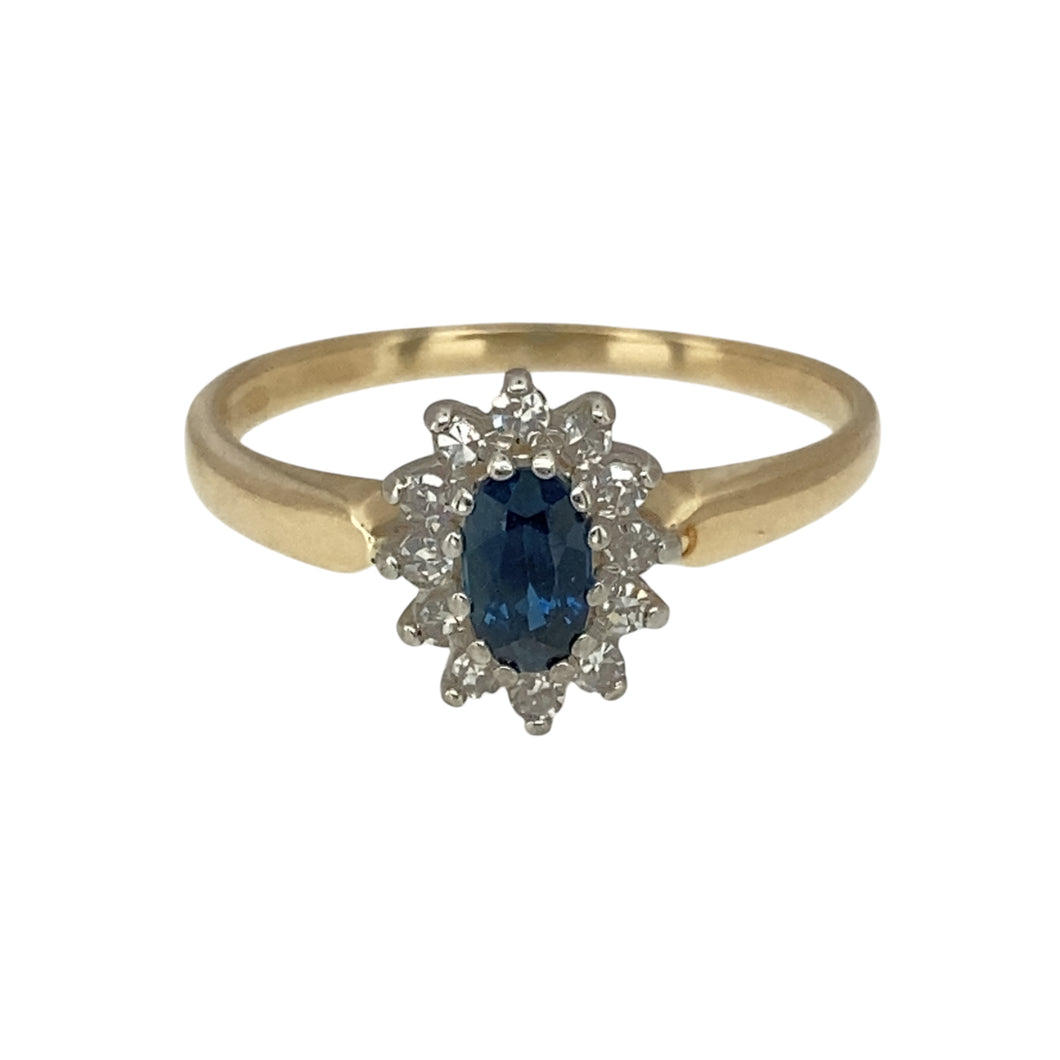 9ct Gold Diamond & Sapphire Set Cluster Ring