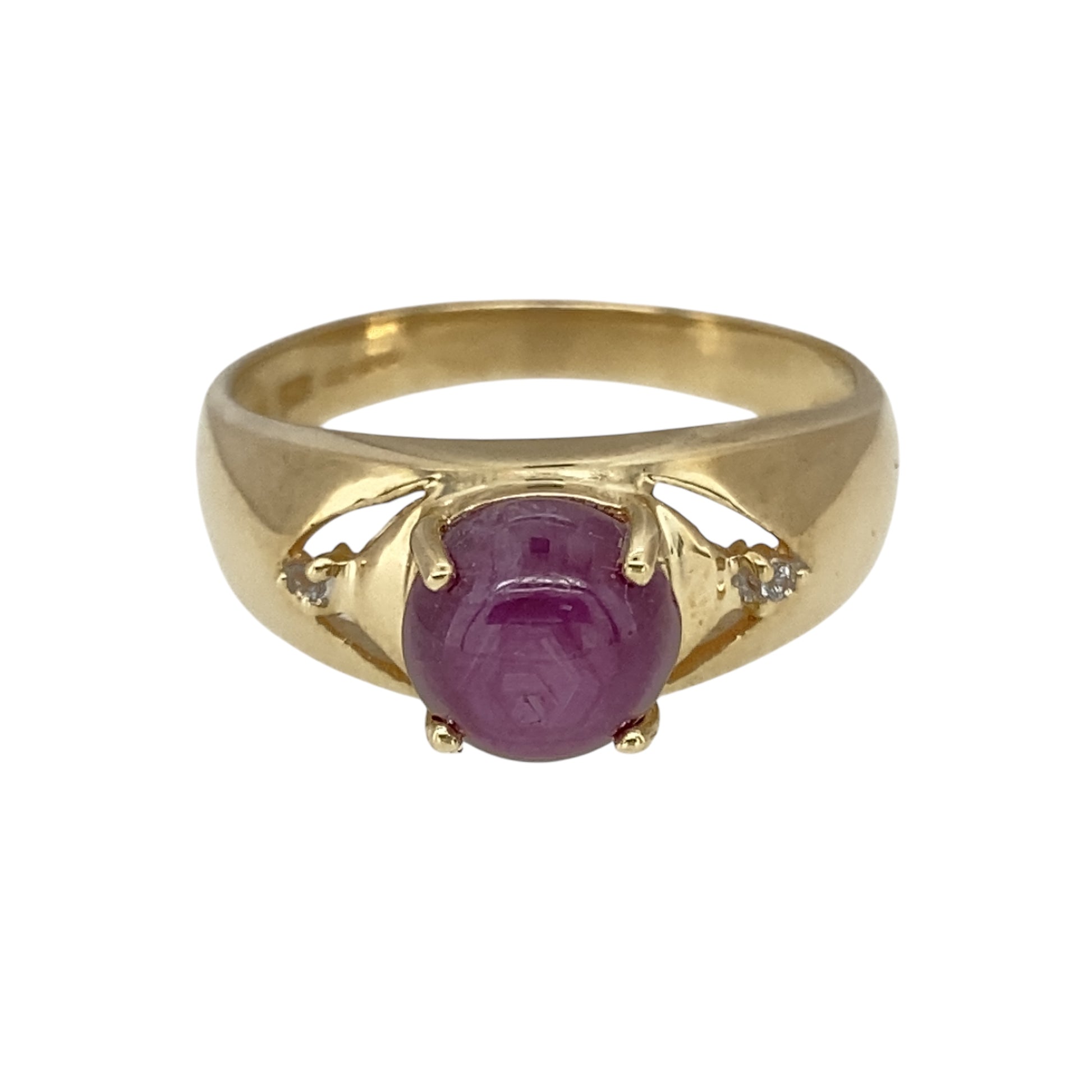 9ct Gold Diamond & Purple Stone Set Ring