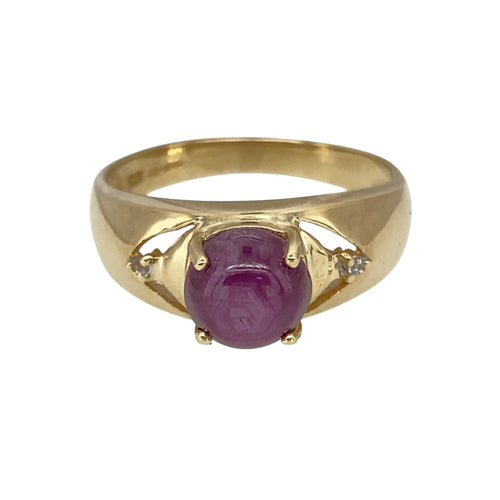 9ct Gold Diamond & Purple Stone Set Ring