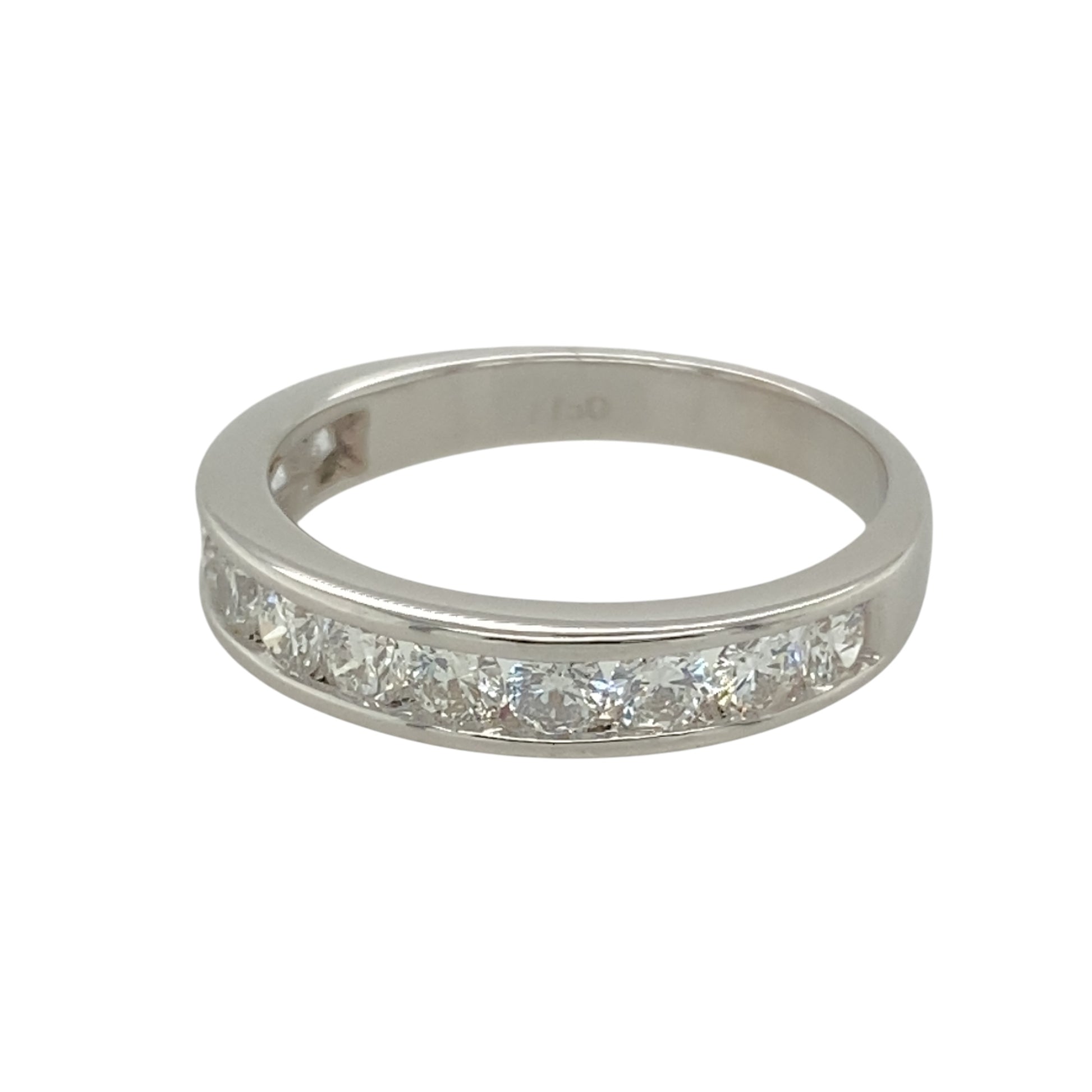 Add a touch of elegance and brilliance to your jewellery collection with this pre-owned 18ct white gold & diamond set band ring, featuring:

Design: A timeless band-style ring, perfect for everyday sophistication or special occasions.
Material: 18-carat white gold, offering a sleek and polished finish.
Gemstone Detail: Set with approximately 0.48ct total diamond content, ensuring exceptional sparkle and refinement.
Ring Width: The front of the band measures 4mm wide, creating a bold yet elegant look.