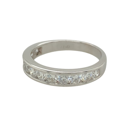Add a touch of elegance and brilliance to your jewellery collection with this pre-owned 18ct white gold & diamond set band ring, featuring:

Design: A timeless band-style ring, perfect for everyday sophistication or special occasions.
Material: 18-carat white gold, offering a sleek and polished finish.
Gemstone Detail: Set with approximately 0.48ct total diamond content, ensuring exceptional sparkle and refinement.
Ring Width: The front of the band measures 4mm wide, creating a bold yet elegant look.