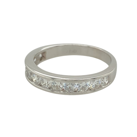 Add a touch of elegance and brilliance to your jewellery collection with this pre-owned 18ct white gold & diamond set band ring, featuring:

Design: A timeless band-style ring, perfect for everyday sophistication or special occasions.
Material: 18-carat white gold, offering a sleek and polished finish.
Gemstone Detail: Set with approximately 0.48ct total diamond content, ensuring exceptional sparkle and refinement.
Ring Width: The front of the band measures 4mm wide, creating a bold yet elegant look.