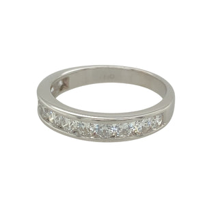 Add a touch of elegance and brilliance to your jewellery collection with this pre-owned 18ct white gold & diamond set band ring, featuring:

Design: A timeless band-style ring, perfect for everyday sophistication or special occasions.
Material: 18-carat white gold, offering a sleek and polished finish.
Gemstone Detail: Set with approximately 0.48ct total diamond content, ensuring exceptional sparkle and refinement.
Ring Width: The front of the band measures 4mm wide, creating a bold yet elegant look.