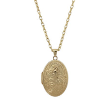 Load image into Gallery viewer, 9ct Gold Patterned Oval Locket 18&quot; Necklace
