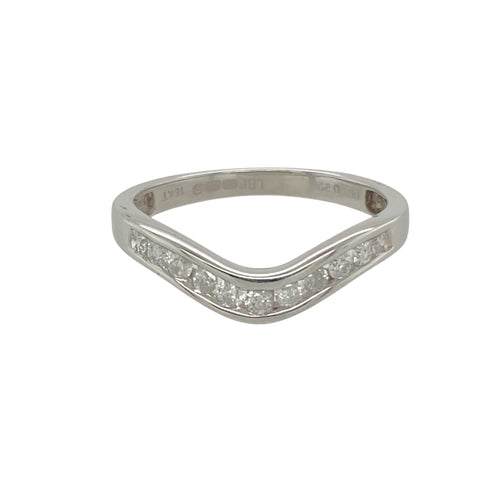 18ct White Gold & Diamond Set Wishbone Ring