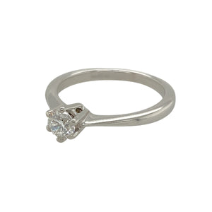 Bring timeless elegance to your jewellery collection with this pre-owned 18ct white gold and diamond set solitaire ring, featuring:

Design: A classic solitaire style that showcases the diamond in a refined and graceful setting.
Material: Made from 18-carat white gold, offering a bright, lustrous finish that complements the diamond’s sparkle.
Gemstone Detail: Features a brilliant-cut diamond of approximately 0.25 carats with an estimated SI clarity, offering beautiful brilliance and subtle sophistication.