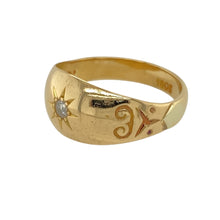 Load image into Gallery viewer, Add a touch of vintage elegance to your jewellery collection with this pre-owned 18ct yellow gold and diamond set vintage-style ring.

Design: Showcasing a beautifully detailed vintage-inspired design, this ring features intricate craftsmanship and sparkling diamonds for a timeless appeal.
Material: Made from 18-carat yellow gold, offering a rich and polished finish that enhances the classic aesthetic.
Diamond Detail: Set with dazzling diamonds, adding brilliance and sophistication to the vintage style.

