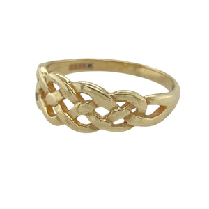 Add a touch of heritage and elegance to your jewellery collection with this pre-owned 9ct yellow gold Celtic knot ring.

Design: Showcasing a beautifully intricate Celtic knot pattern, this ring symbolises eternity and interconnectedness with its timeless design.
Material: Made from 9-carat yellow gold, offering a warm and polished finish that highlights the delicate detailing.
Size & Weight: The front of the ring measures 7mm high, with a total weight of 2.20 grams, ensuring a comfortable fit in size P.