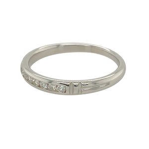 Add a touch of sophistication to your jewellery collection with this pre-owned 14ct white gold diamond set band ring.

Design: A sleek and elegant band featuring a subtle yet sparkling diamond set detail, perfect for timeless style.
Material: Made from 14-carat white gold, offering a polished and refined finish that enhances the brilliance of the diamonds.
Gemstone Detail: Set with dazzling diamonds that add a touch of sparkle to the classic band design.
