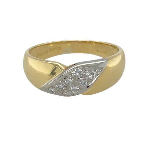 18ct Gold & Diamond Set Twist Wide Band Ring