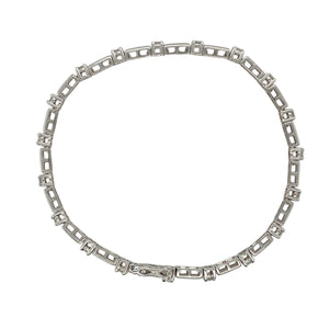 9ct White Gold & Diamond Set Bar 7.25" Bracelet