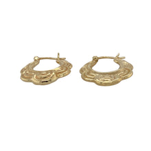 Load image into Gallery viewer, Pre-owned 9ct Yellow Gold bubble style Patterned Creole Earrings with the weight 1.50 grams
