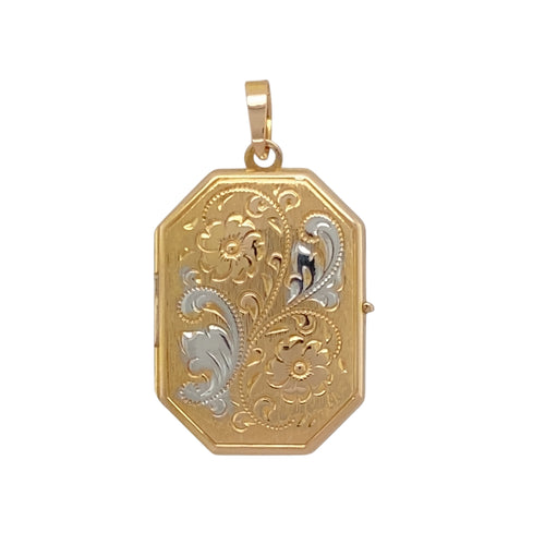 9ct Gold Rectangle Patterned Locket