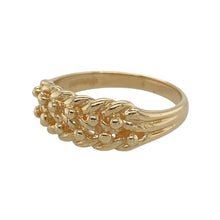 Load image into Gallery viewer, Add a touch of elegance to your jewellery collection with this pre-owned 9ct yellow gold double row keeper ring.

Design: A sophisticated design featuring two rows, creating a layered effect that enhances the ring’s bold and refined look.
Material: Made from 9-carat yellow gold, offering a warm, polished finish that complements the ring&#39;s structured design.
Size &amp; Weight: Weighing 4.20 grams, this ring is size R, providing a comfortable and stylish fit with a strong visual presence.

