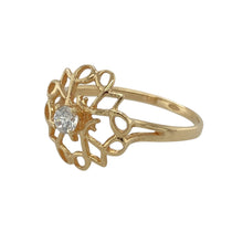 Load image into Gallery viewer, Add a touch of Celtic elegance to your jewellery collection with this pre-owned 9ct yellow gold &amp; cubic zirconia set Celtic knot ring.

Design: A beautifully detailed Celtic knot design, with a sparkling cubic zirconia set at the centre for a touch of brilliance.
Material: Made from 9-carat yellow gold, offering a warm and polished finish that enhances the intricate knot pattern.
Gemstone Detail: The centre cubic zirconia stone measures 3mm in diameter, adding subtle sparkle to the design.

