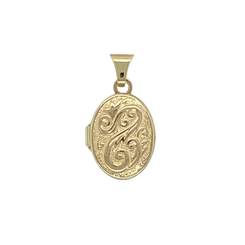 9ct Gold Small Oval Patterned Locket
