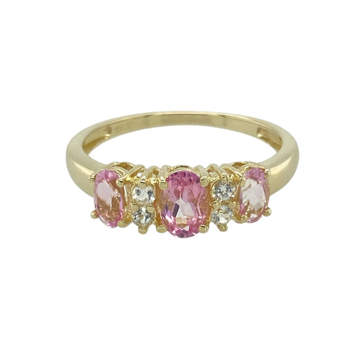9ct Gold Pink and White Cubic Zirconia Set Band Ring