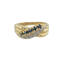 Load image into Gallery viewer, 9ct Gold Diamond &amp; Sapphire Set Twist Crossover Band Ring
