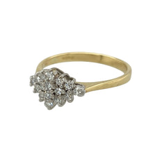 Load image into Gallery viewer, Add timeless sparkle to your jewellery collection with this pre-owned 18ct yellow gold diamond cluster ring, featuring:

Design: A classic cluster arrangement, with a central grouping of diamonds that catch the light beautifully for a radiant finish.
Material: 18-carat yellow gold, offering a rich, luxurious tone with a high-polish finish.
Gemstone Detail: Set with approximately 0.24ct of brilliant-cut diamonds, delivering elegant sparkle in a compact and refined setting.

