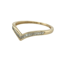 Load image into Gallery viewer, Add a touch of sparkle and sentiment to your jewellery collection with this pre-owned 9ct yellow gold diamond set wishbone ring, featuring:

Design: A graceful wishbone shape symbolising luck and positivity, delicately set with diamonds along the front curve.
Material: 9-carat yellow gold, offering a polished finish with timeless warmth.
Gemstone Detail: Accented with diamonds for subtle brilliance, enhancing the elegant contour of the band.

