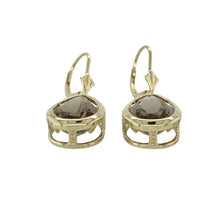 Load image into Gallery viewer, Add rich tones and refined elegance to your jewellery collection with these pre-owned 9ct yellow gold and smoky quartz teardrop earrings, featuring:

Design: A graceful drop style with faceted smoky quartz in a classic teardrop shape, offering warmth and understated glamour.
Material: 9-carat yellow gold, providing a polished and timeless setting that beautifully complements the deep tones of the gemstones.

