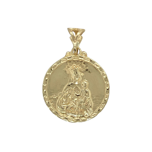 Add a beautifully symbolic piece to your collection with this pre-owned 9ct yellow gold double-sided religious pendant, featuring:

Design: A round pendant with intricate religious imagery on both sides—ideal for spiritual expression and personal reflection.
Material: 9-carat yellow gold, offering a rich, polished finish that highlights the detailed engraving on each side.
Style: Versatile and meaningful, perfect worn alone or layered with other pieces for a timeless statement of faith.
