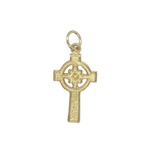Celebrate heritage and faith with this pre-owned 9ct yellow gold Celtic cross pendant, featuring:

Design: A traditional Celtic cross adorned with intricate knotwork, symbolising eternity, unity, and spiritual strength.
Material: 9-carat yellow gold, offering a rich, polished finish that highlights the detailed craftsmanship.
Style: Classic and meaningful—ideal for everyday wear or as a cherished keepsake of faith and culture.
Weight: Weighs 1.90 grams, giving it a lightweight yet substantial presence.