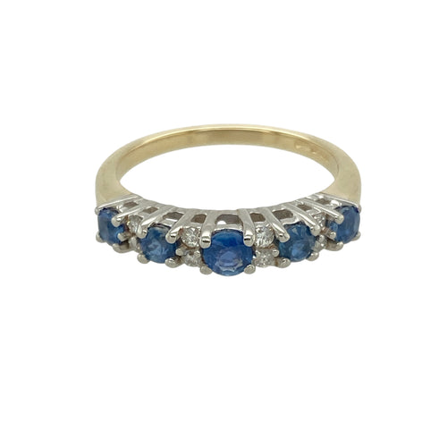9ct Gold Diamond & Sapphire Set Band Ring