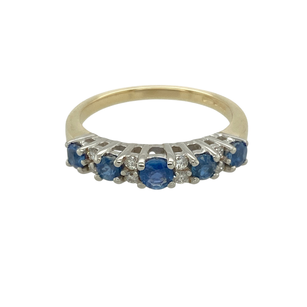 9ct Gold Diamond & Sapphire Set Band Ring