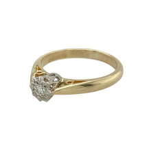 Load image into Gallery viewer, Add timeless elegance to your jewellery collection with this pre-owned 9ct yellow gold diamond solitaire ring, designed to captivate with classic simplicity and enhanced brilliance, featuring:

Design: A traditional solitaire style, elevated by an illusion setting that enhances the diamond’s size and sparkle.
Material: Crafted in 9-carat yellow gold, offering a warm, polished finish that complements the brilliance of the stone.
Gemstone Detail: Showcasing an approximately 0.5ct diamond
