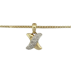 Share a symbol of affection and style with this pre-owned 9ct yellow and white gold diamond set kiss-shaped pendant necklace, offering a modern design with a romantic touch, featuring:

Design: A sleek and contemporary kiss-shaped pendant, elegantly curved and subtly representing love and connection, set with sparkling diamonds for added allure.
Material: Expertly crafted in a blend of 9-carat yellow and white gold, creating a soft contrast that enhances the pendant’s sculptural form.
