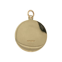 Load image into Gallery viewer, Embrace tradition and timeless protection with this pre-owned 9ct yellow gold round St Christopher pendant, featuring intricate detail and a substantial presence, perfect for everyday wear or gifting, featuring:

Design: A classic round pendant depicting St Christopher—the patron saint of travellers—beautifully detailed at the centre and framed by an ornate, patterned edge for added distinction.

