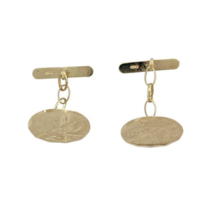 9ct Gold Patterned Oval Chain Link Cufflinks