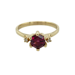 14ct Gold Diamond & Pink Tourmaline Set Ring