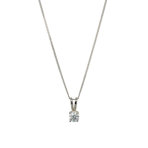 18ct White Gold & Diamond Set Solitaire 18