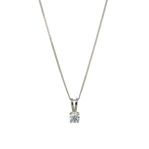 18ct White Gold & Diamond Set Solitaire 18" Necklace
