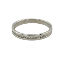 Load image into Gallery viewer, Add timeless elegance and subtle sparkle to your collection with this pre-owned 18ct white gold diamond set band ring, perfect for everyday wear, stacking, or marking a special occasion:

Design: A sleek and refined band style adorned with delicate diamonds, offering understated brilliance in a classic silhouette.
Material: Crafted from luxurious 18-carat white gold, the polished finish enhances the ring’s clean, modern look while beautifully complementing the sparkle of the diamonds.

